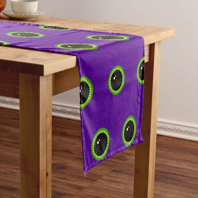 Chemin De Table Court Oeil de monstre vert et violet amusant (In Situ)