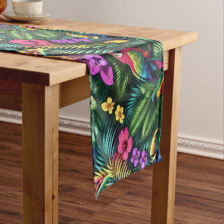 Chemin De Table Court Oiseaux Tropicaux Rêves de Jungle Motif de Surface