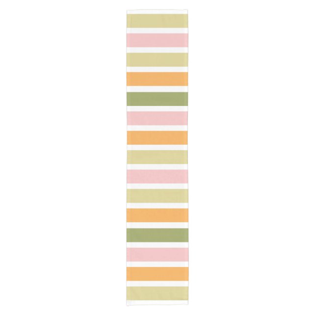 Chemin De Table Court Or rose orange et rayures vertes (Devant)