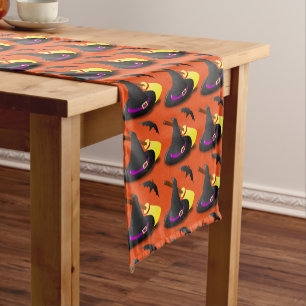 Chemin De Table Court Orange Halloween Sorcière Casquette Runner table M