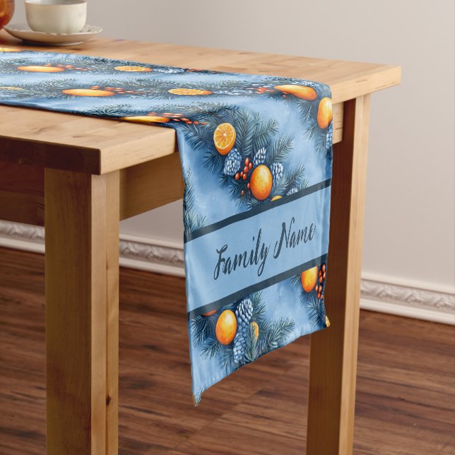 Chemin De Table Court Oranges bleues et garlands (In Situ)