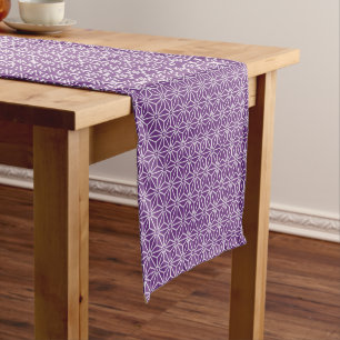 Chemin De Table Court Oriental violet Ayame Asanoha Motif japonais