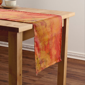Chemin De Table Court painted red yellow art abstract