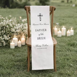 Chemin De Table Court Pancarte Mémorielle de Mariage Symbole Croix Jésus