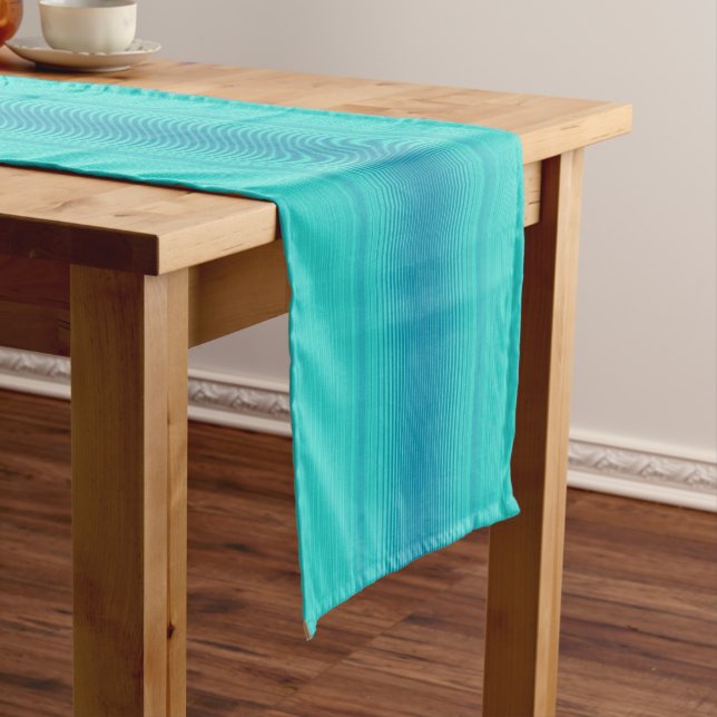 Chemin De Table Court Pastel Abstrait Turquoise Bleu Bleu Grandes Têtes  (In Situ)