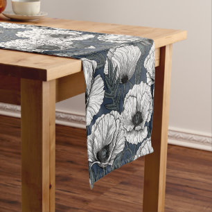 Chemin De Table Court Pavot blanc sur la marine