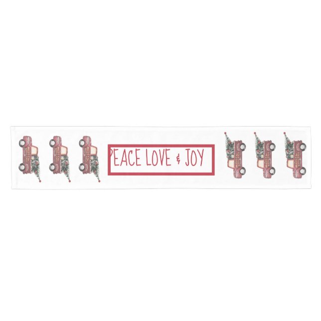 Chemin De Table Court Peace Love & Joy Toy Camion Joyeux Noël (Horizontal)
