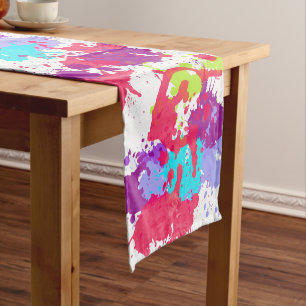 Chemin De Table Court Peinture Abstraite colorée, rouge et violet