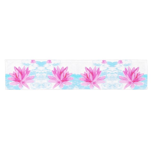 Chemin De Table Court Peinture de lotus rose paisible (Horizontal)