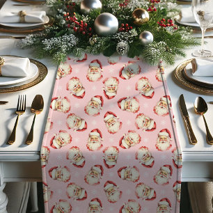 Chemin De Table Court Père Noël Rétro Vintage Rose Noël de Noël