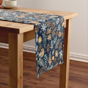 Chemin De Table Court Pine d'aquarelle cônes Motif d'hiver Coureur de ta