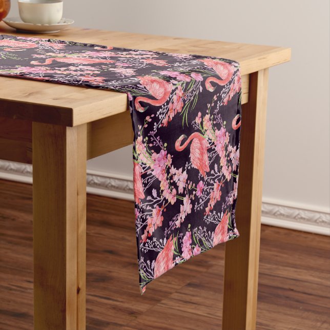 Chemin De Table Court Plage rose rose flamingo motif de table runner (In Situ)