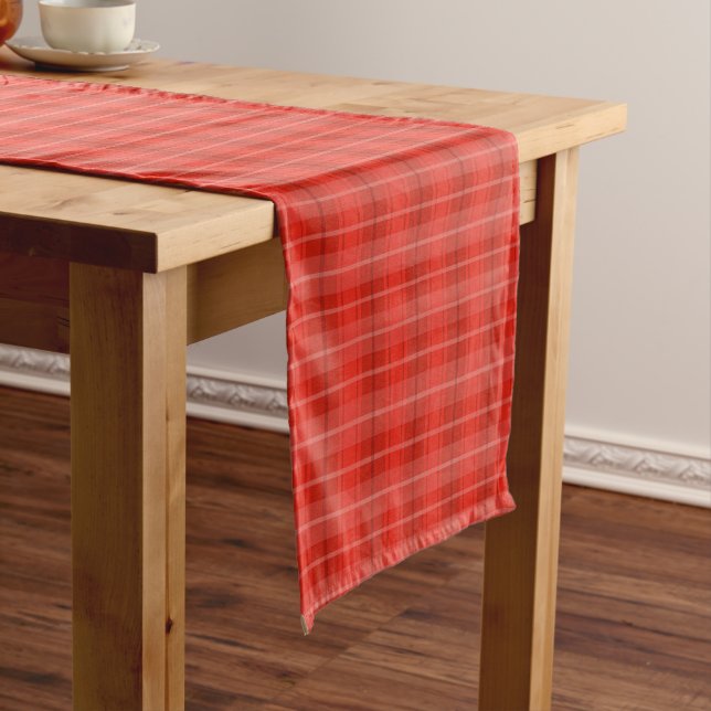 Chemin De Table Court Plaid rouge classique moderne (In Situ)
