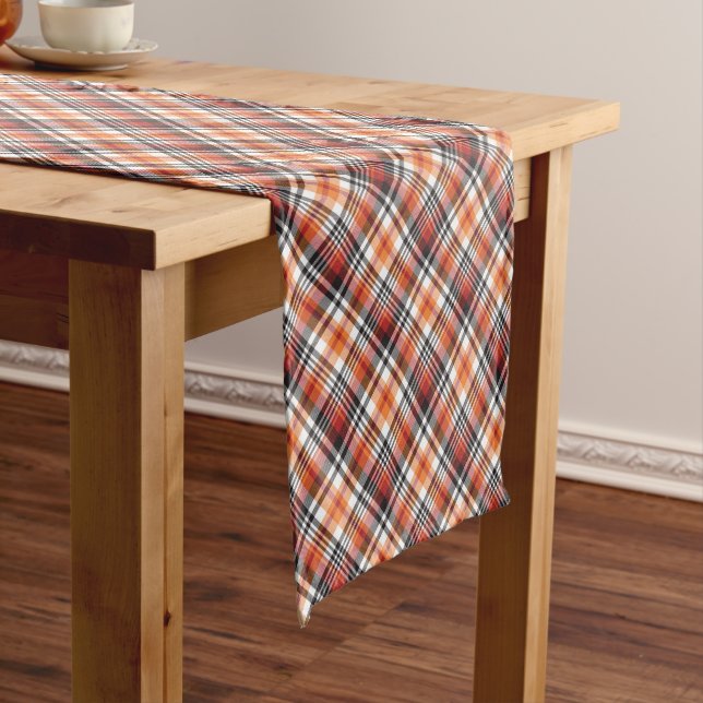 Chemin De Table Court Plaid Tartan orange (In Situ)
