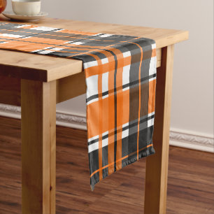 Chemin De Table Court Plat blanc orange noir d'Halloween