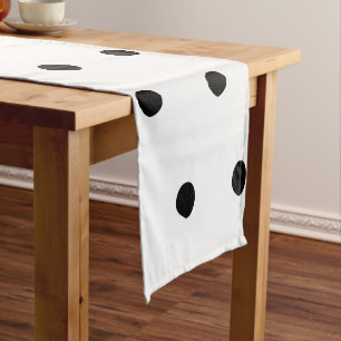 Chemin De Table Court Points noirs et blancs élégant motif gras