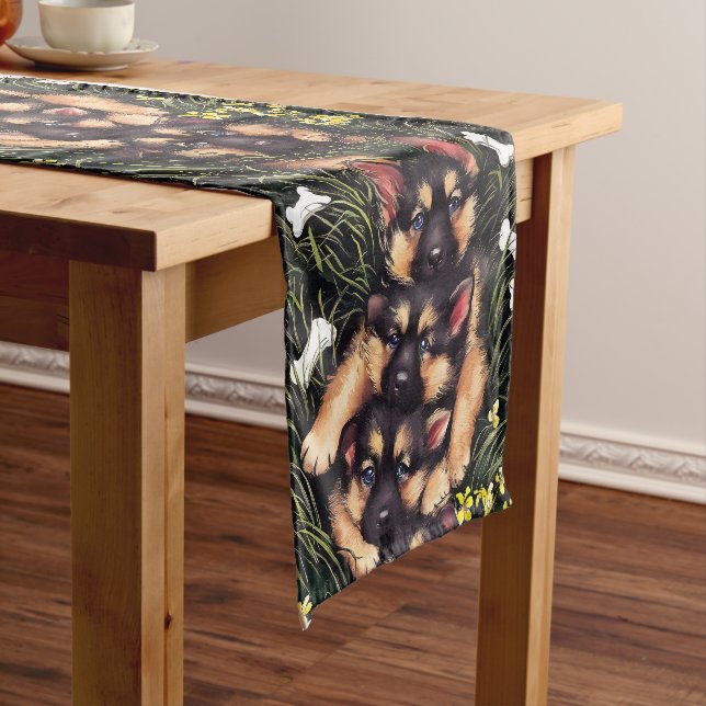Chemin De Table Court Puppy Pile Table Runner (In Situ)