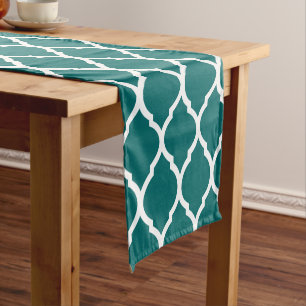 Chemin De Table Court Quatrefoil marocain Turquoise foncé