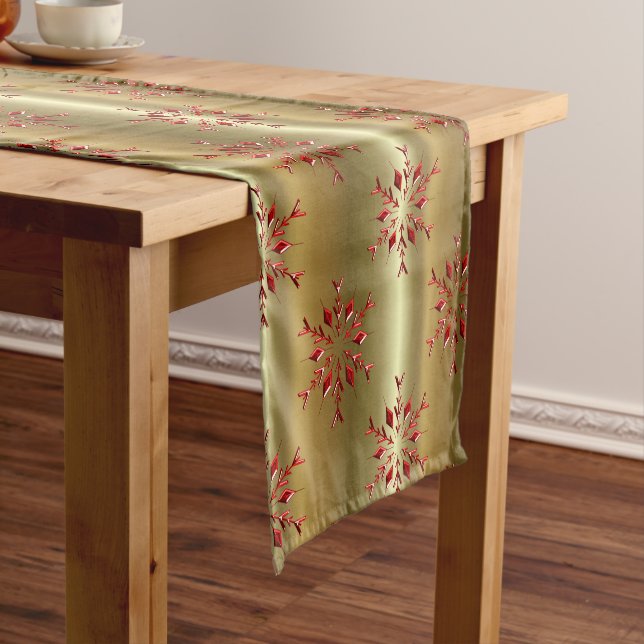 Chemin De Table Court Red Christmas Stars on Gold (In Situ)
