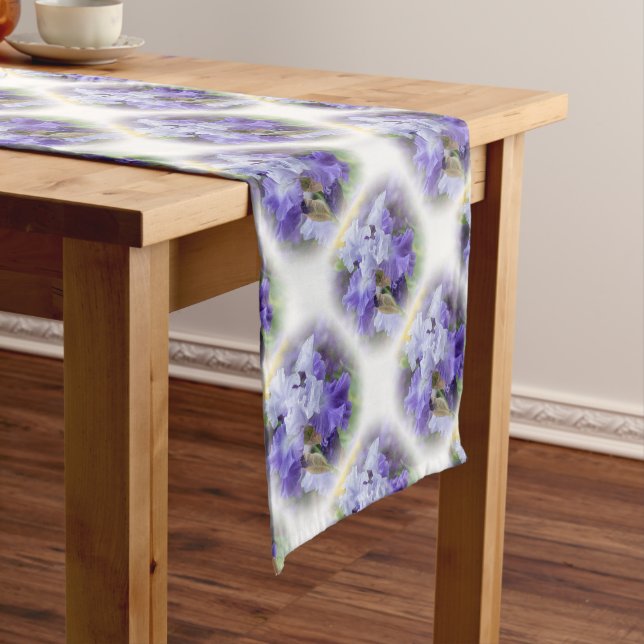 Chemin De Table Court Regal Beares Iris - Violet & Blanc (In Situ)