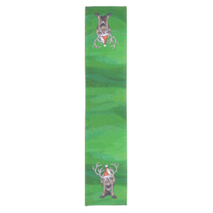 Chemin De Table Court Reindees Noël Sur Vert