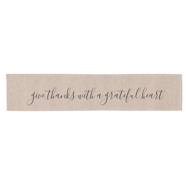 Chemin De Table Court Remerciez avec un coeur reconnaissant Thanksgiving (Horizontal)
