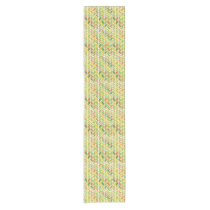 Chemin De Table Court Rétro Zig-Zag Orange & Green Chevron
