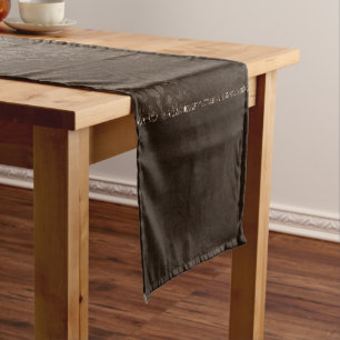 Chemin De Table Court Romance en bronze de minuit   Satiny Grunge Damask