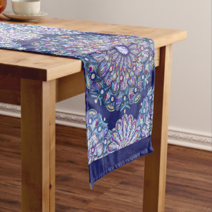 Chemin De Table Court Rosace bleue