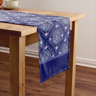 Chemin De Table Court Rosace bleue