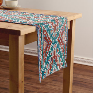 Chemin De Table Court Rouge Bleu Turquoise Amérindiens Navajo
