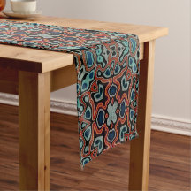 Rouge Orange Blue Aqua Turquoise Hip Bohemian Art