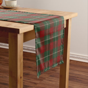 Chemin De Table Court Rouge vert et beige Tartan Plaid Motif