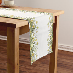 Chemin De Table Court Roulement de table fleurie jaune et vert