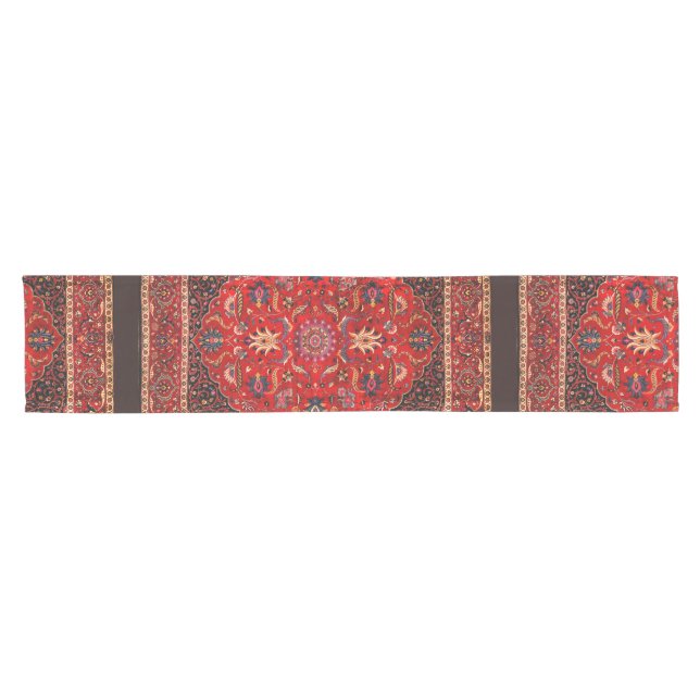 Chemin De Table Court Rug perse rouge de Mashhad (Horizontal)