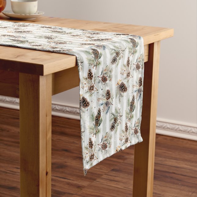 Chemin De Table Court Rustic Boho Christmas Pine Farmhouse Pattern  (In Situ)