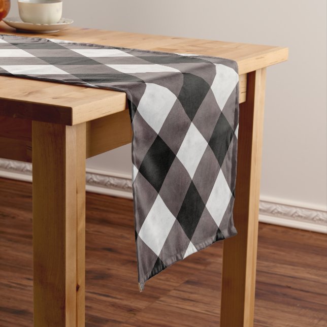 Chemin De Table Court Rustic Farmhouse Buffalo Plaid Check Motif (In Situ)