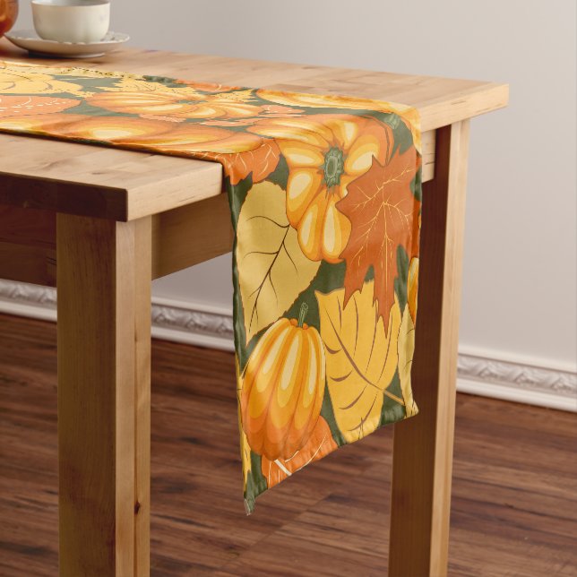 Chemin De Table Court Saison d'automne Halloween Citrouille Motif (In Situ)