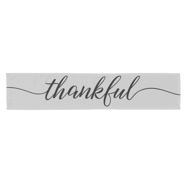 Chemin De Table Court Scénario moderne gris noir Grâces Thanksgiving (Horizontal)