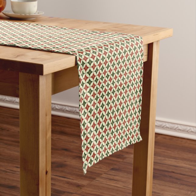Chemin De Table Court Snowflake Circles-2-14x72 COTON TABLE RUNNER (In Situ)