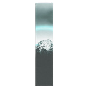Chemin De Table Court Snowy mountain mysterious blue neon light