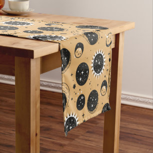 Chemin De Table Court Soleil céleste et Motif de lune