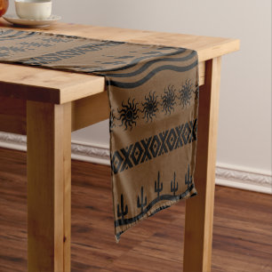 Chemin De Table Court Southwestern Design Coureur de table noir et brun