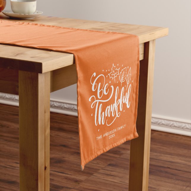 Chemin De Table Court Soyez Remercié Famille Personnalisée Thanksgiving (In Situ)
