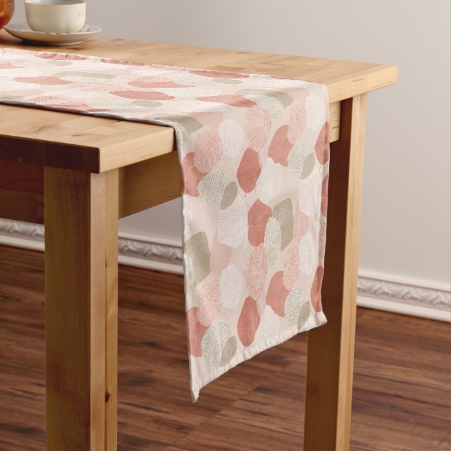 Chemin De Table Court Spring Botanical Blush Sage Leaves Table Runner (In Situ)