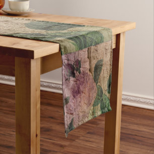 Chemin De Table Court Steampunk Torn Rose   Ephémère Vintage en détresse