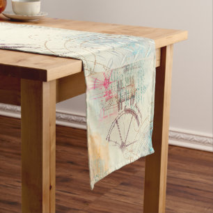 Chemin De Table Court Steampunk victorien Watercolor Grunge Pastel