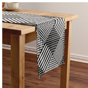 Chemin De Table Court Stripes Check Harlequin Pois Conception mixte