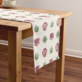 Chemin De Table Court Style de bloc d'impression floral indien minimal