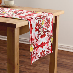 Chemin De Table Court style italien, carreaux, majolica, citron, impress